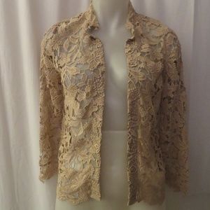 ROBERTO COLLINA LIGHT TAN CROCHET FLORAL TOP S
